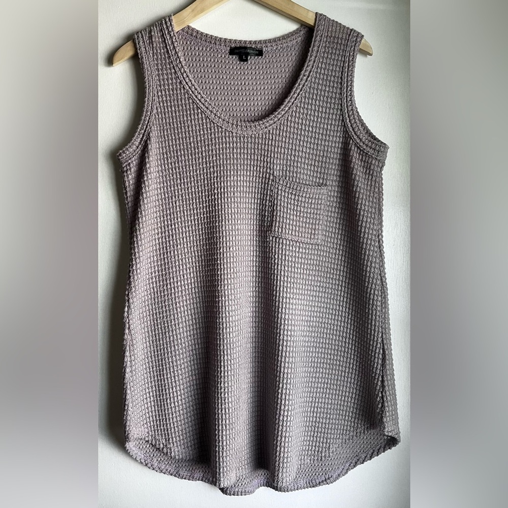 NWOT 24-HRS Fashion Gray Sleeveless Knit Top, L